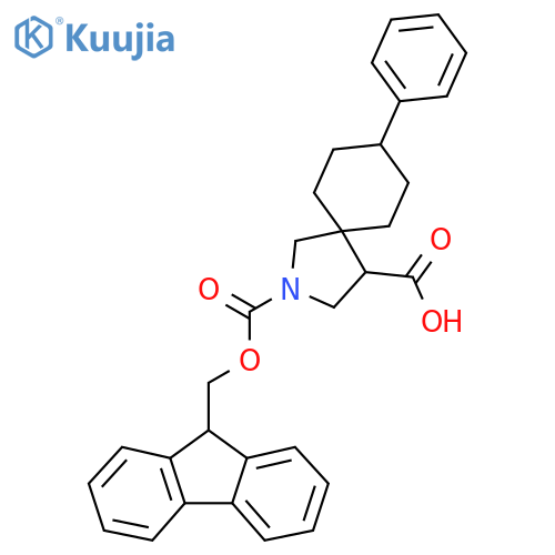 2-{(9H-fluoren-9-yl)methoxycarbonyl}-8-phenyl-2-azaspiro4.5decane-4-carboxylic acid structure