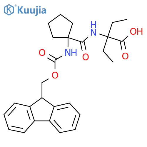2-ethyl-2-{1-({(9H-fluoren-9-yl)methoxycarbonyl}amino)cyclopentylformamido}butanoic acid structure