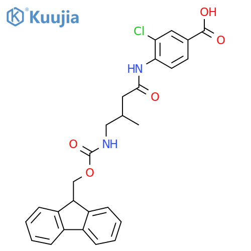 3-chloro-4-4-({(9H-fluoren-9-yl)methoxycarbonyl}amino)-3-methylbutanamidobenzoic acid structure