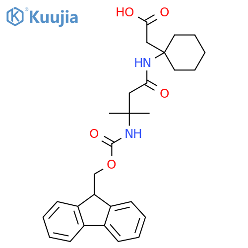 2-{1-3-({(9H-fluoren-9-yl)methoxycarbonyl}amino)-3-methylbutanamidocyclohexyl}acetic acid structure