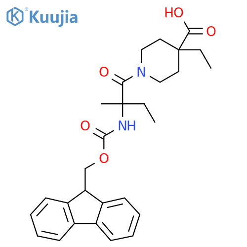 4-ethyl-1-2-({(9H-fluoren-9-yl)methoxycarbonyl}amino)-2-methylbutanoylpiperidine-4-carboxylic acid structure
