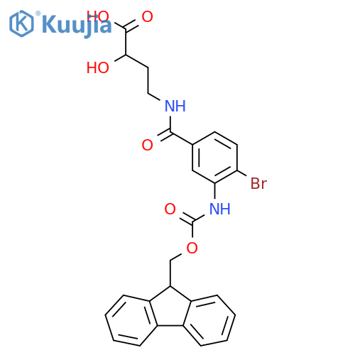 4-{4-bromo-3-({(9H-fluoren-9-yl)methoxycarbonyl}amino)phenylformamido}-2-hydroxybutanoic acid structure