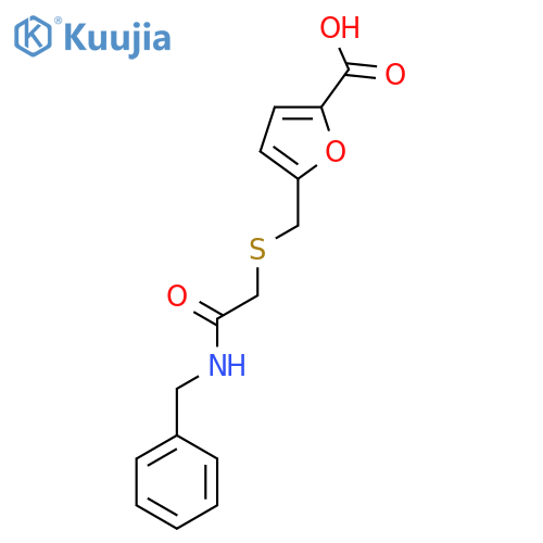 5-({(benzylcarbamoyl)methylsulfanyl}methyl)furan-2-carboxylic acid structure