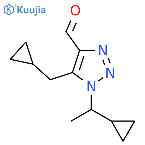 1-(1-cyclopropylethyl)-5-(cyclopropylmethyl)-1H-1,2,3-triazole-4-carbaldehyde structure