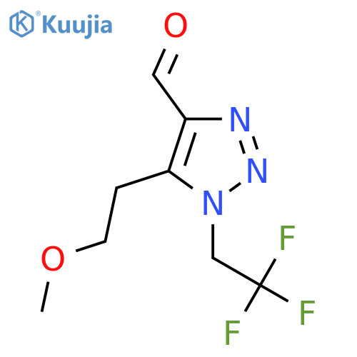 5-(2-methoxyethyl)-1-(2,2,2-trifluoroethyl)-1H-1,2,3-triazole-4-carbaldehyde structure
