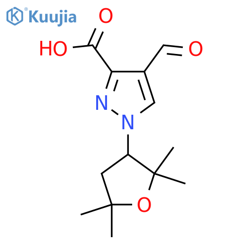 4-formyl-1-(2,2,5,5-tetramethyloxolan-3-yl)-1H-pyrazole-3-carboxylic acid structure