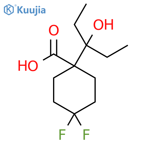 4,4-difluoro-1-(3-hydroxypentan-3-yl)cyclohexane-1-carboxylic acid structure