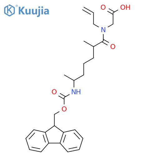 2-6-({(9H-fluoren-9-yl)methoxycarbonyl}amino)-2-methyl-N-(prop-2-en-1-yl)heptanamidoacetic acid structure