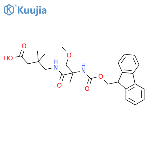 4-2-({(9H-fluoren-9-yl)methoxycarbonyl}amino)-2-(methoxymethyl)propanamido-3,3-dimethylbutanoic acid structure