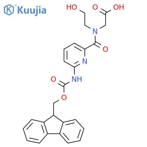 2-{1-6-({(9H-fluoren-9-yl)methoxycarbonyl}amino)pyridin-2-yl-N-(2-hydroxyethyl)formamido}acetic acid structure
