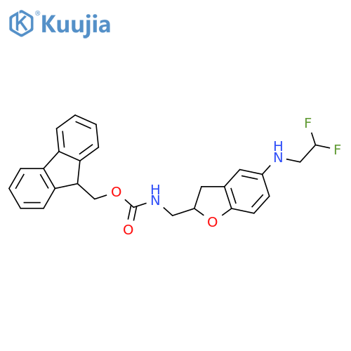 9H-fluoren-9-ylmethyl N-({5-(2,2-difluoroethyl)amino-2,3-dihydro-1-benzofuran-2-yl}methyl)carbamate structure