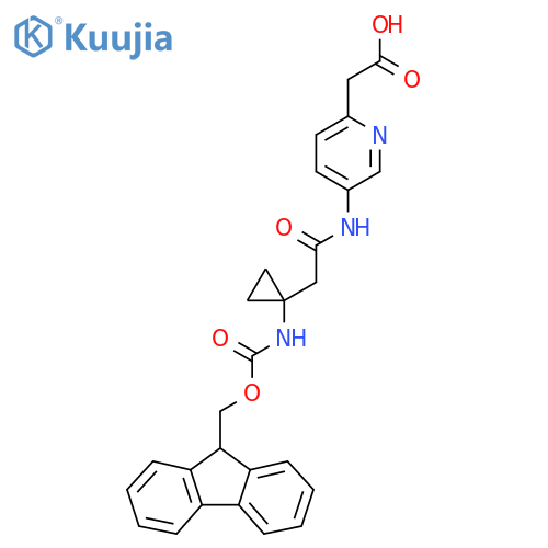 2-(5-{2-1-({(9H-fluoren-9-yl)methoxycarbonyl}amino)cyclopropylacetamido}pyridin-2-yl)acetic acid structure