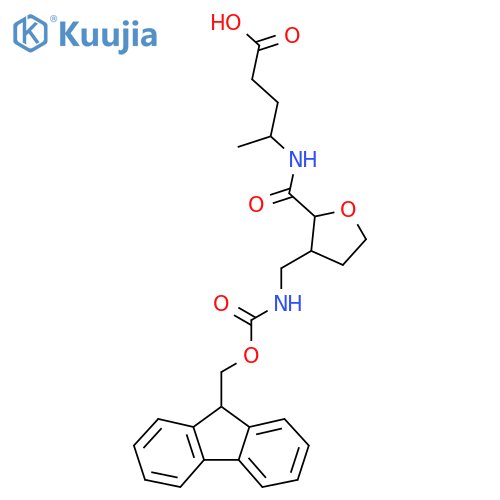 4-({3-({(9H-fluoren-9-yl)methoxycarbonyl}amino)methyloxolan-2-yl}formamido)pentanoic acid structure