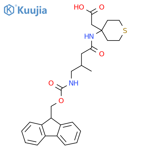 2-{4-4-({(9H-fluoren-9-yl)methoxycarbonyl}amino)-3-methylbutanamidothian-4-yl}acetic acid structure