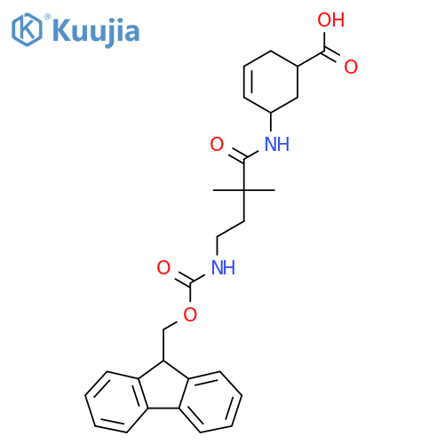 5-4-({(9H-fluoren-9-yl)methoxycarbonyl}amino)-2,2-dimethylbutanamidocyclohex-3-ene-1-carboxylic acid structure