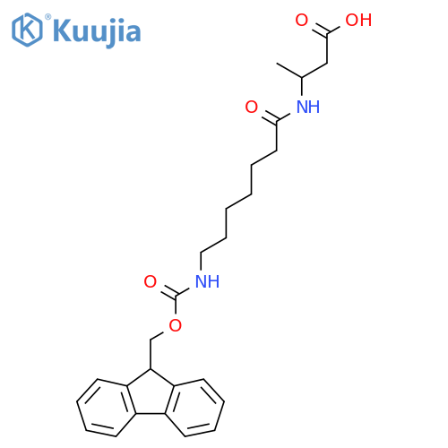 3-7-({(9H-fluoren-9-yl)methoxycarbonyl}amino)heptanamidobutanoic acid structure