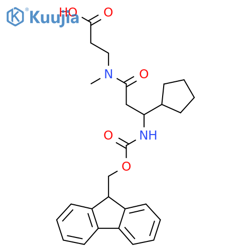 3-3-cyclopentyl-3-({(9H-fluoren-9-yl)methoxycarbonyl}amino)-N-methylpropanamidopropanoic acid structure
