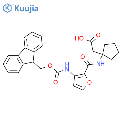 2-{1-3-({(9H-fluoren-9-yl)methoxycarbonyl}amino)furan-2-amidocyclopentyl}acetic acid structure