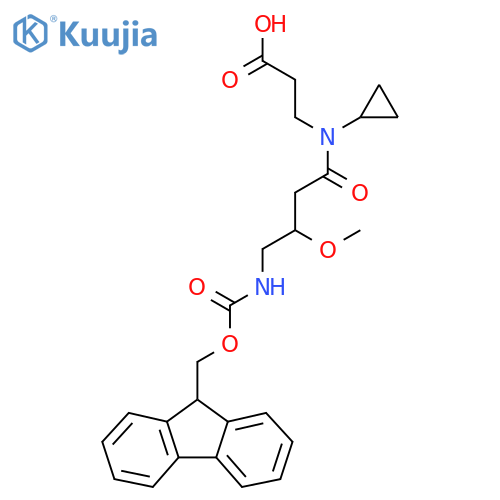 3-N-cyclopropyl-4-({(9H-fluoren-9-yl)methoxycarbonyl}amino)-3-methoxybutanamidopropanoic acid structure