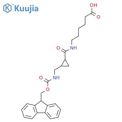 6-({2-({(9H-fluoren-9-yl)methoxycarbonyl}amino)methylcyclopropyl}formamido)hexanoic acid structure