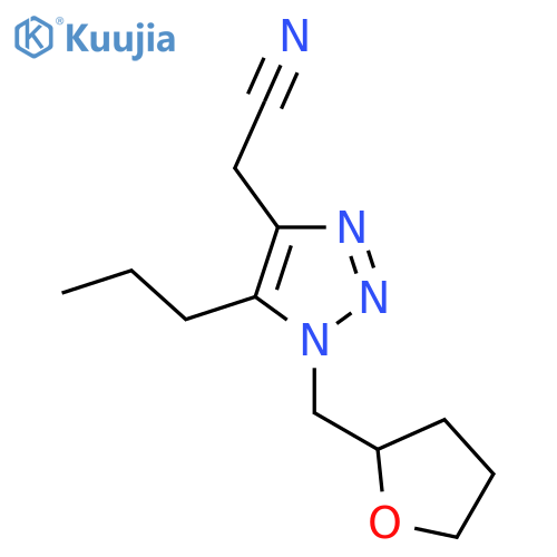 2-1-(oxolan-2-ylmethyl)-5-propyl-1H-1,2,3-triazol-4-ylacetonitrile structure