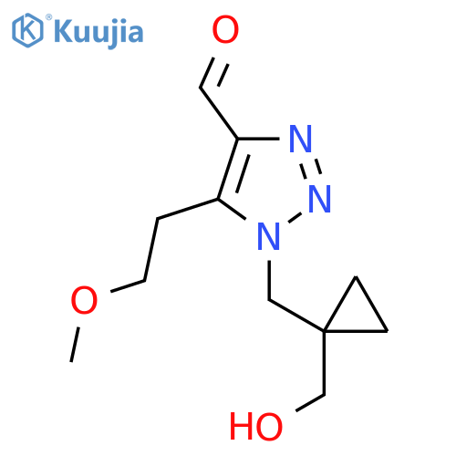 1-{1-(hydroxymethyl)cyclopropylmethyl}-5-(2-methoxyethyl)-1H-1,2,3-triazole-4-carbaldehyde structure