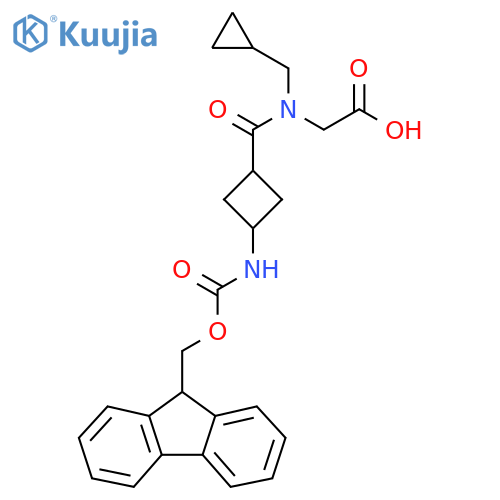 2-N-(cyclopropylmethyl)-1-3-({(9H-fluoren-9-yl)methoxycarbonyl}amino)cyclobutylformamidoacetic acid structure