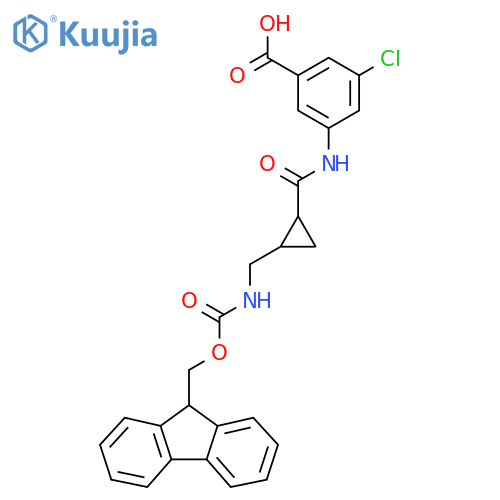 3-chloro-5-{2-({(9H-fluoren-9-yl)methoxycarbonyl}amino)methylcyclopropaneamido}benzoic acid structure