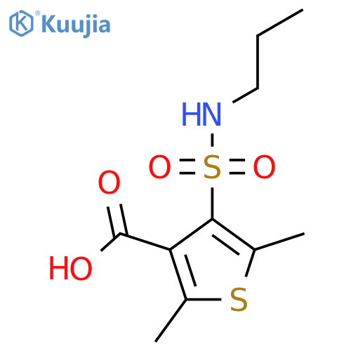 2,5-dimethyl-4-(propylsulfamoyl)thiophene-3-carboxylic acid structure