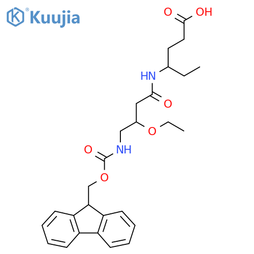 4-3-ethoxy-4-({(9H-fluoren-9-yl)methoxycarbonyl}amino)butanamidohexanoic acid structure