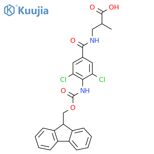 3-{3,5-dichloro-4-({(9H-fluoren-9-yl)methoxycarbonyl}amino)phenylformamido}-2-methylpropanoic acid structure