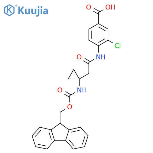3-chloro-4-{2-1-({(9H-fluoren-9-yl)methoxycarbonyl}amino)cyclopropylacetamido}benzoic acid structure