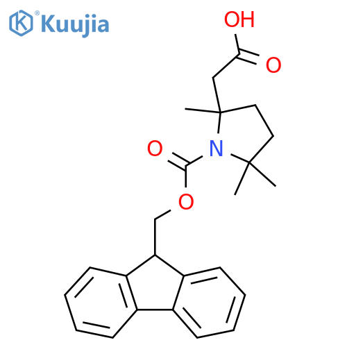 2-(1-{(9H-fluoren-9-yl)methoxycarbonyl}-2,5,5-trimethylpyrrolidin-2-yl)acetic acid structure