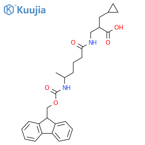 2-(cyclopropylmethyl)-3-5-({(9H-fluoren-9-yl)methoxycarbonyl}amino)hexanamidopropanoic acid structure