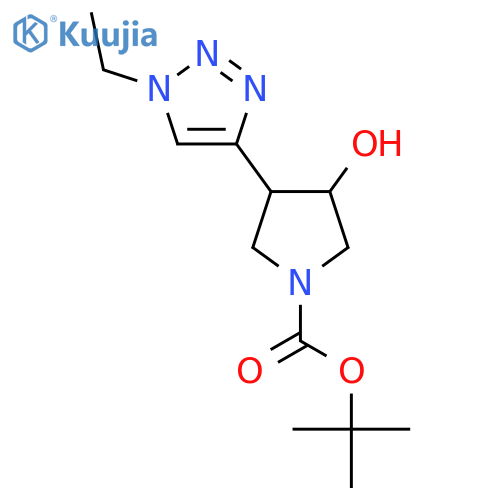 tert-butyl 3-(1-ethyl-1H-1,2,3-triazol-4-yl)-4-hydroxypyrrolidine-1-carboxylate structure
