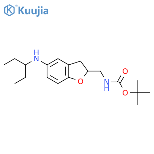tert-butyl N-({5-(pentan-3-yl)amino-2,3-dihydro-1-benzofuran-2-yl}methyl)carbamate structure