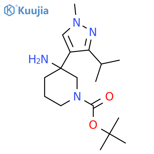 tert-butyl 3-amino-3-1-methyl-3-(propan-2-yl)-1H-pyrazol-4-ylpiperidine-1-carboxylate structure