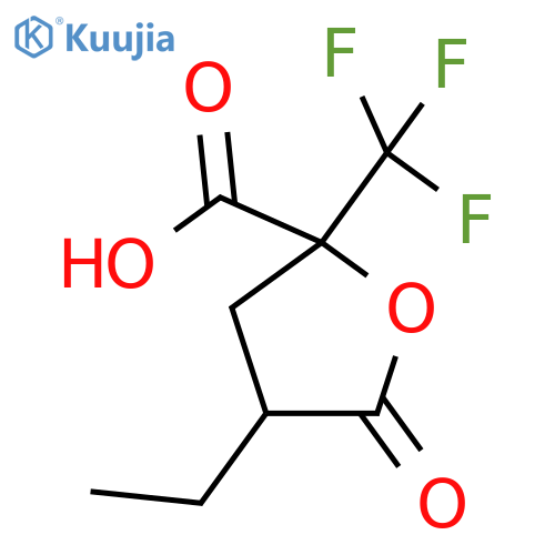 4-ethyl-5-oxo-2-(trifluoromethyl)oxolane-2-carboxylic acid structure
