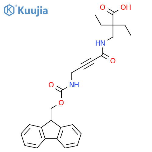 2-ethyl-2-{4-({(9H-fluoren-9-yl)methoxycarbonyl}amino)but-2-ynamidomethyl}butanoic acid structure