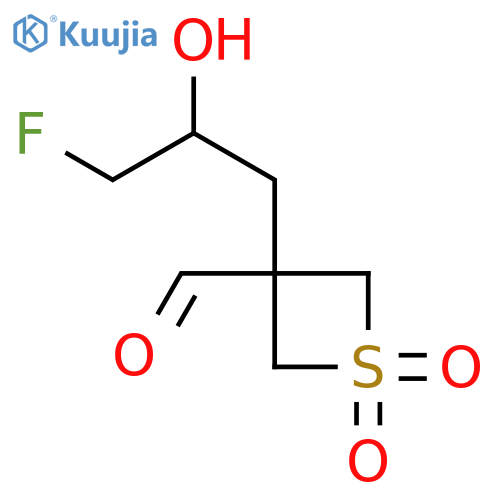 3-(3-Fluoro-2-hydroxypropyl)-1,1-dioxo-1lambda6-thietane-3-carbaldehyde structure