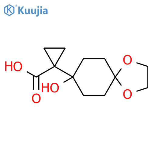 1-{8-hydroxy-1,4-dioxaspiro4.5decan-8-yl}cyclopropane-1-carboxylic acid structure