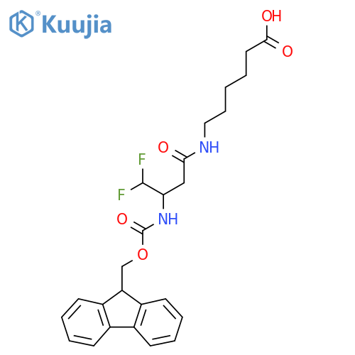 6-3-({(9H-fluoren-9-yl)methoxycarbonyl}amino)-4,4-difluorobutanamidohexanoic acid structure