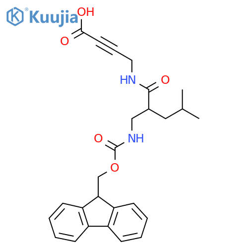 4-{2-({(9H-fluoren-9-yl)methoxycarbonyl}amino)methyl-4-methylpentanamido}but-2-ynoic acid structure