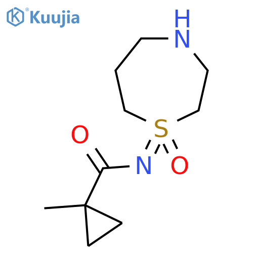 1-methyl-N-(1-oxo-1,4-thiazepan-1-ylidene)cyclopropane-1-carboxamide structure