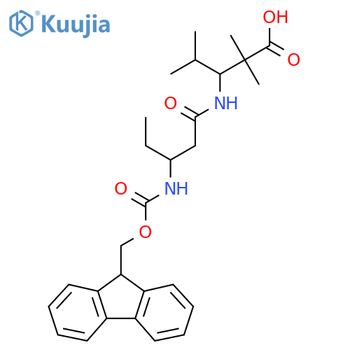 3-3-({(9H-fluoren-9-yl)methoxycarbonyl}amino)pentanamido-2,2,4-trimethylpentanoic acid structure