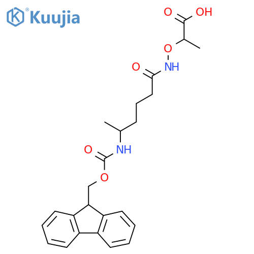 2-{5-({(9H-fluoren-9-yl)methoxycarbonyl}amino)hexanamidooxy}propanoic acid structure