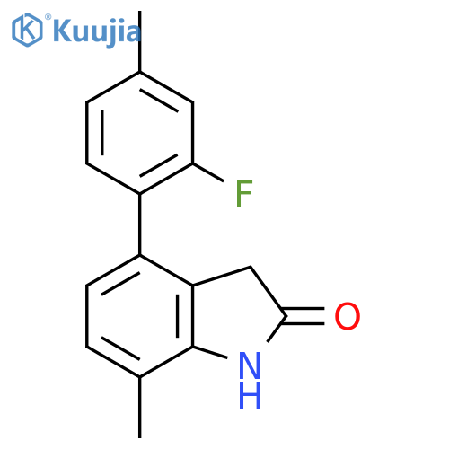 4-(2-fluoro-4-methylphenyl)-7-methyl-2,3-dihydro-1H-indol-2-one structure