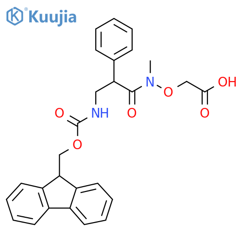 2-{3-({(9H-fluoren-9-yl)methoxycarbonyl}amino)-N-methyl-2-phenylpropanamidooxy}acetic acid structure