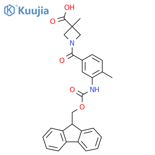 1-3-({(9H-fluoren-9-yl)methoxycarbonyl}amino)-4-methylbenzoyl-3-methylazetidine-3-carboxylic acid structure