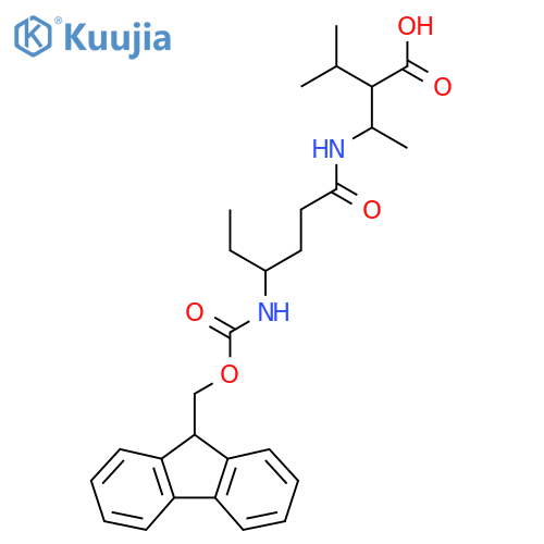 3-4-({(9H-fluoren-9-yl)methoxycarbonyl}amino)hexanamido-2-(propan-2-yl)butanoic acid structure